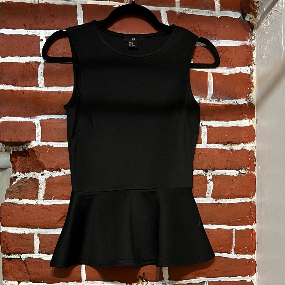 H&M Elegant Black Peplum Tank Top